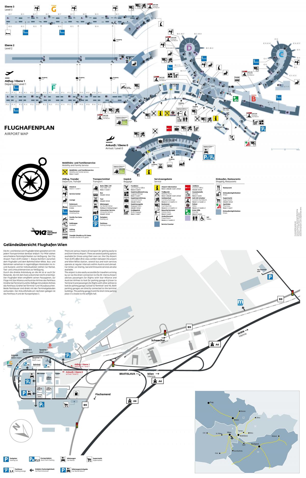 Viini lennujaama väljumised kaart