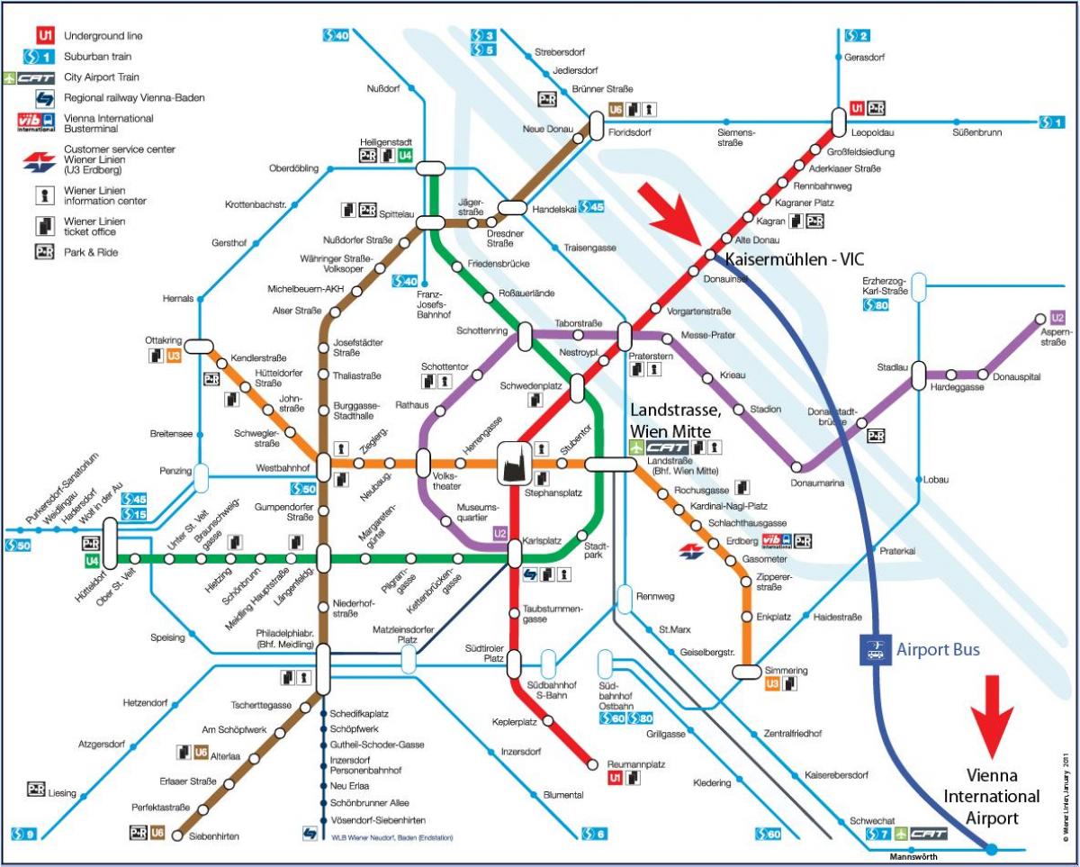 Kaart, Wien mitte raudteejaam